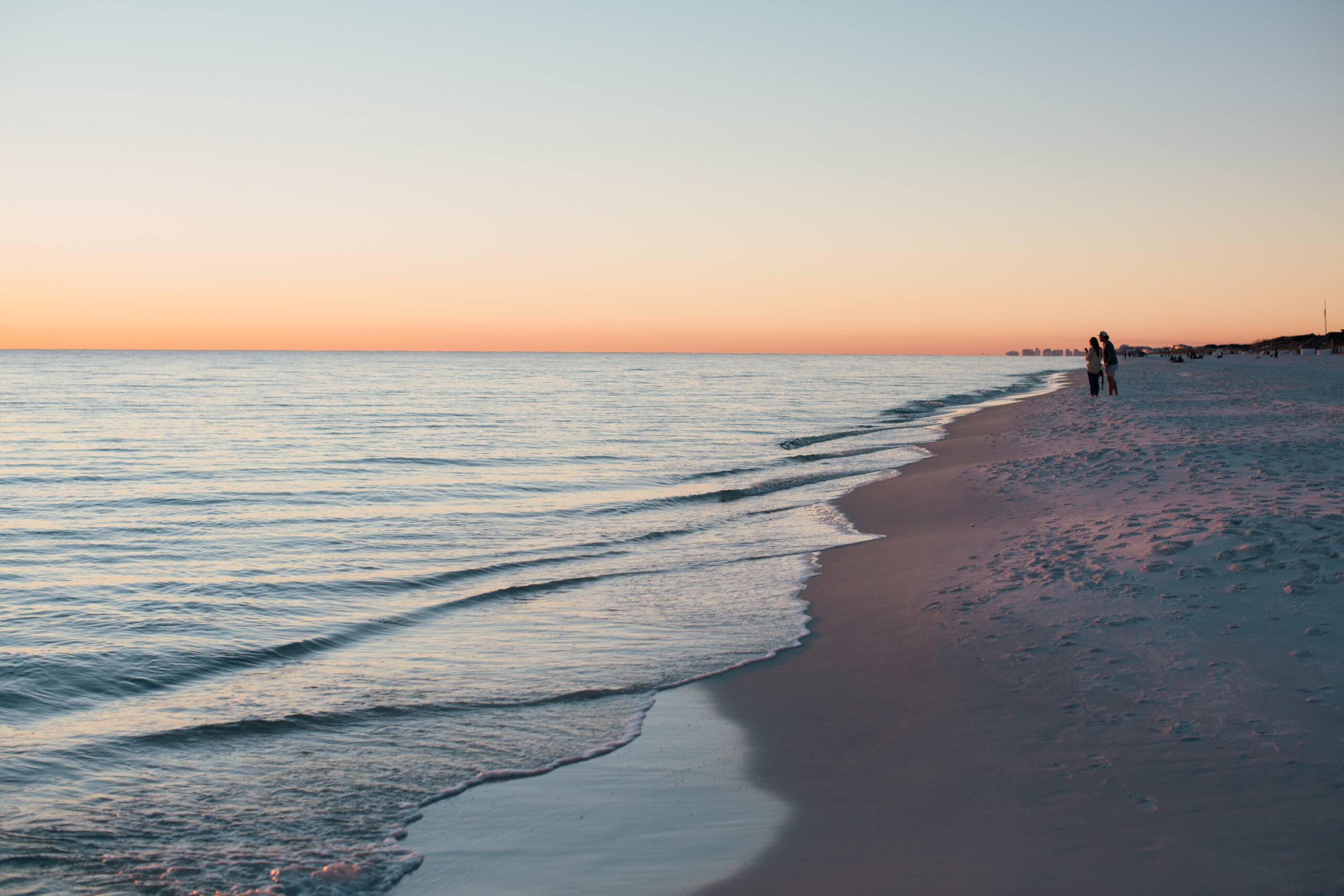 Picture of beach and sea at the time sunset